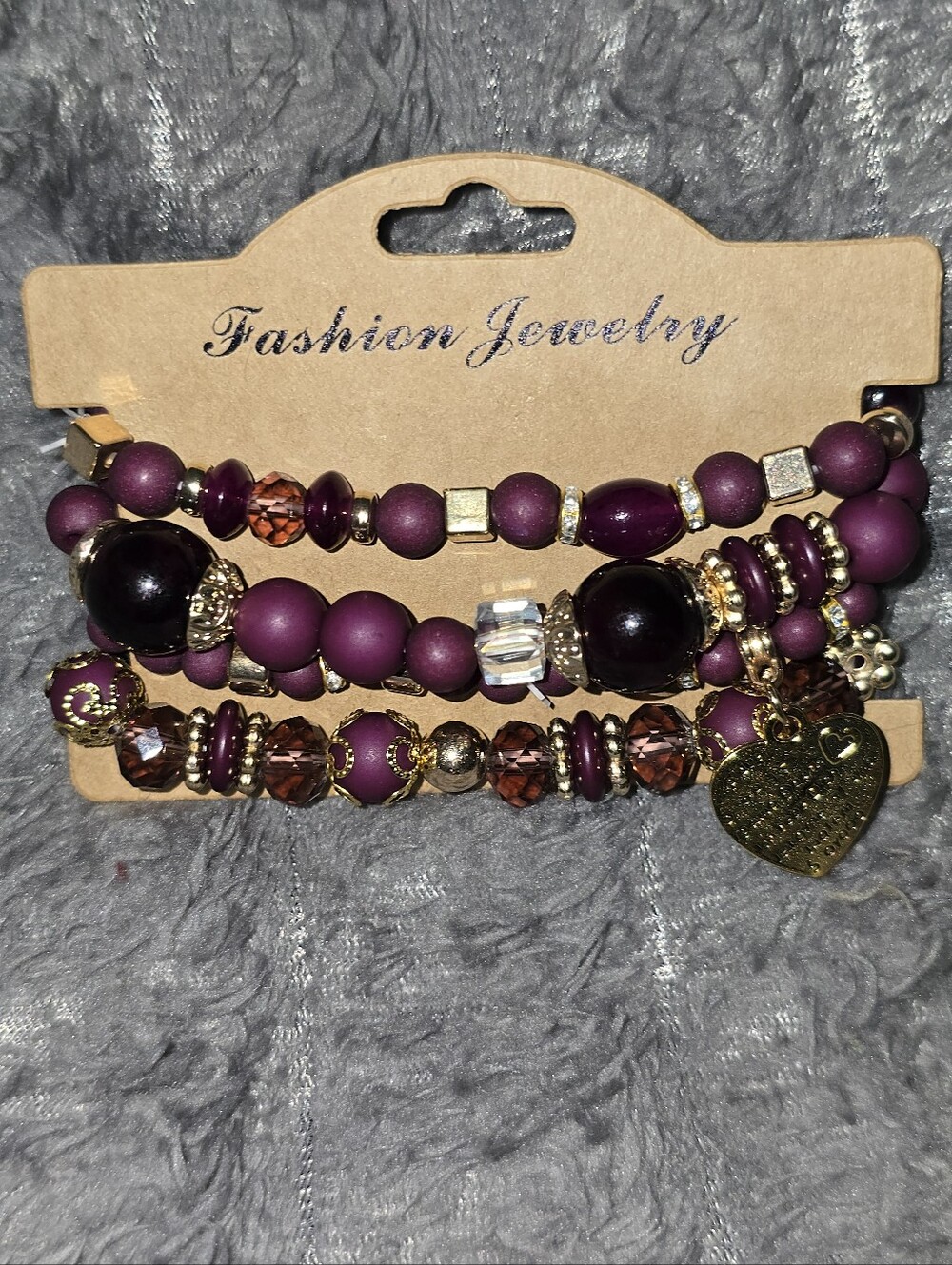 Bracelets, Set Of 4 Deep Plum And Gold. NWOT